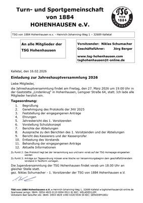 TSG Jahreshauptversammlung